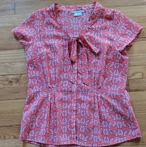 Pink butterfly print blouse